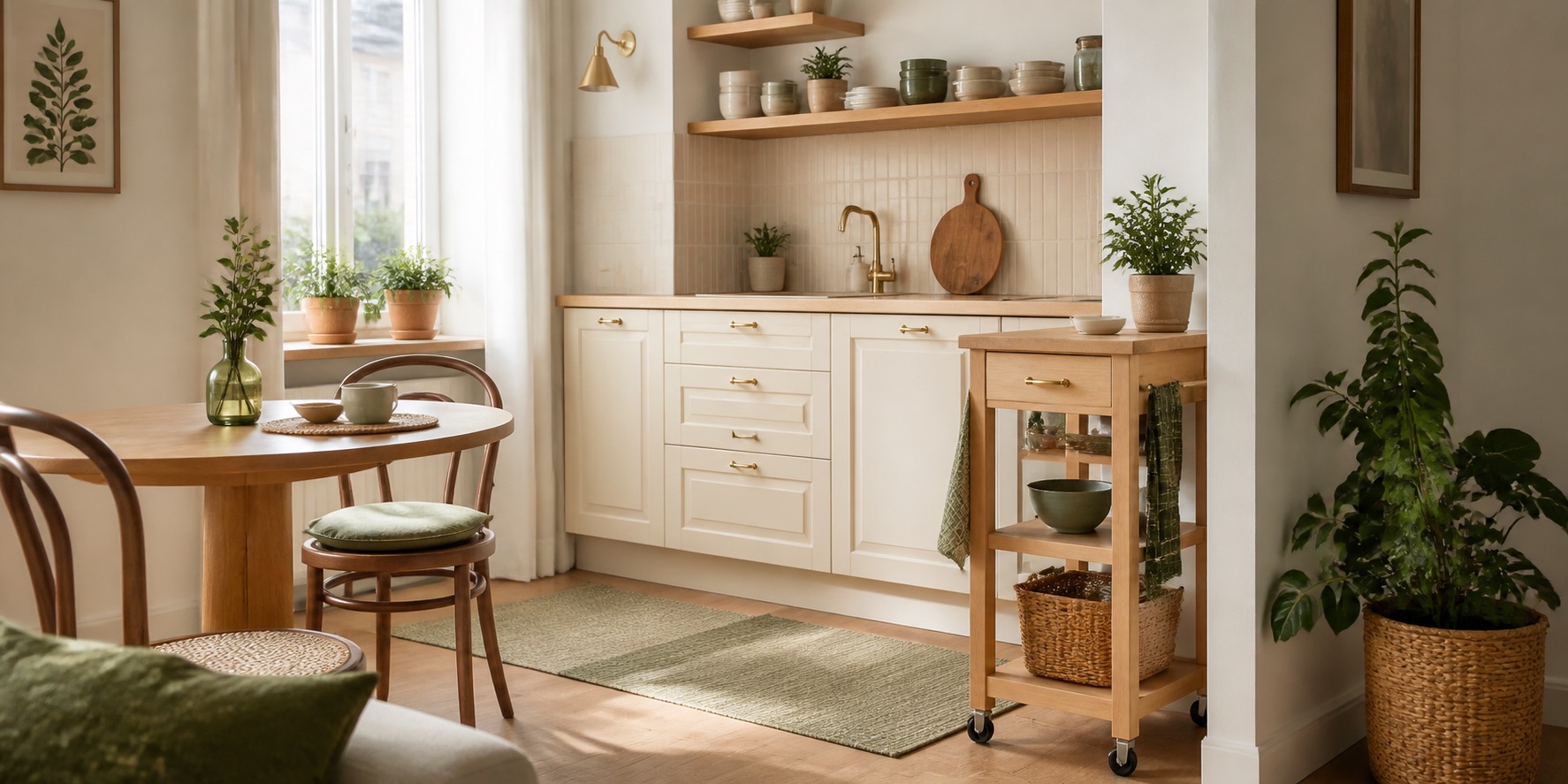 Petite cuisine moderne avec rangements